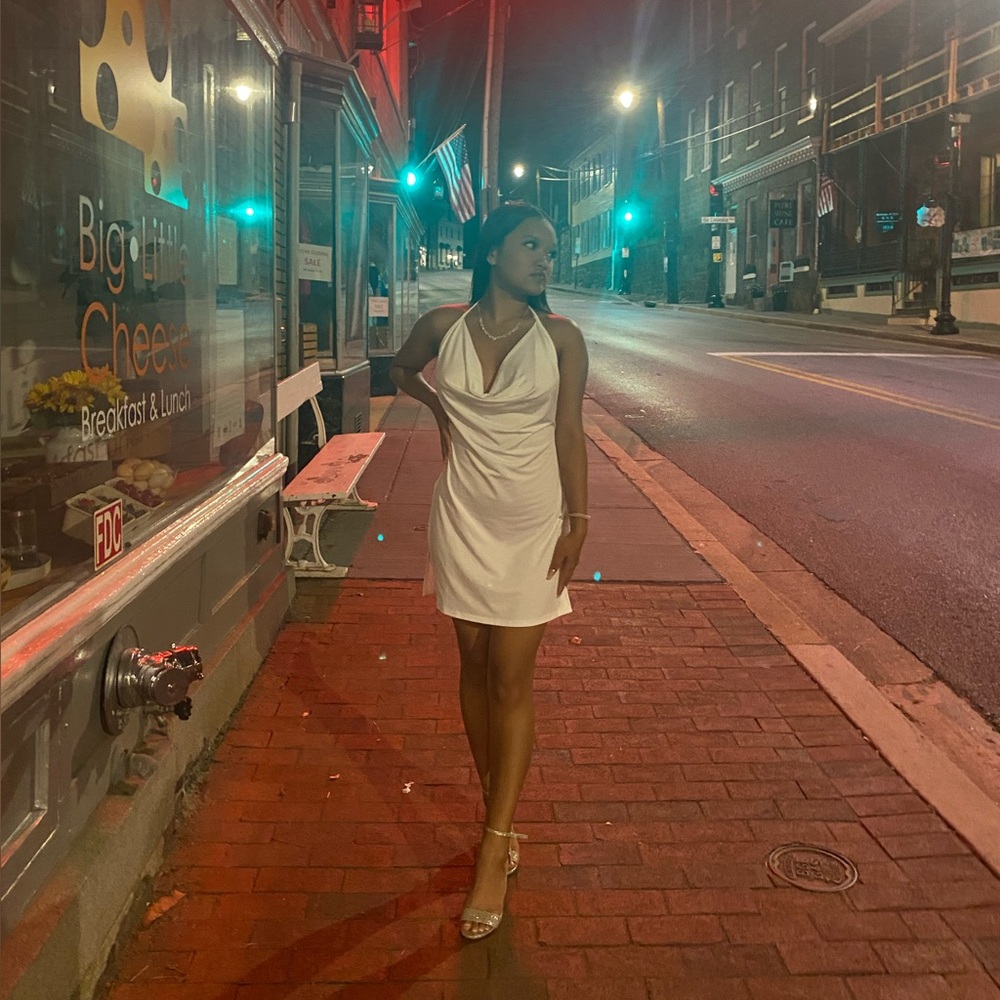 white backless dress